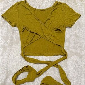 Olive Green Wrap Crop Top